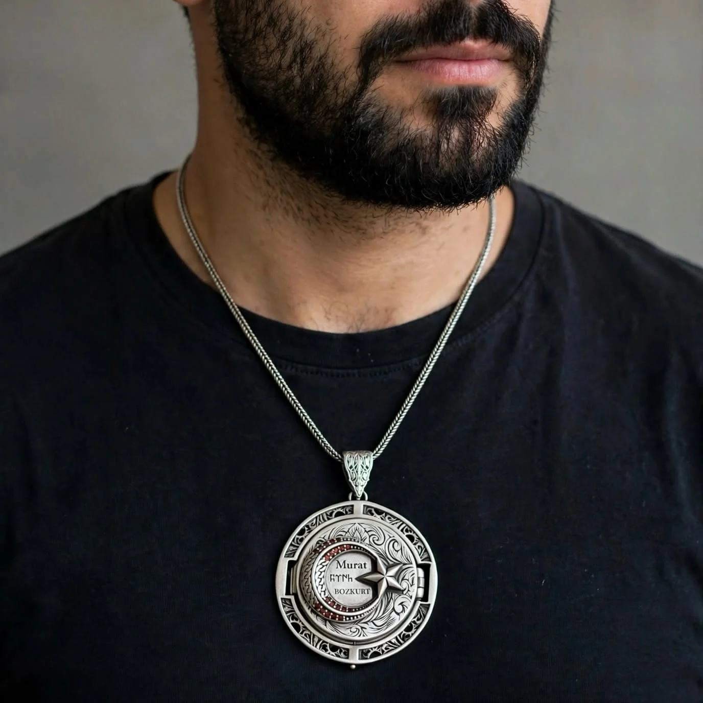 KÖKLERİN İZİ ATA DESTAN KAPAKLI AYYILDIZ KURT BİRLİK KOLYE